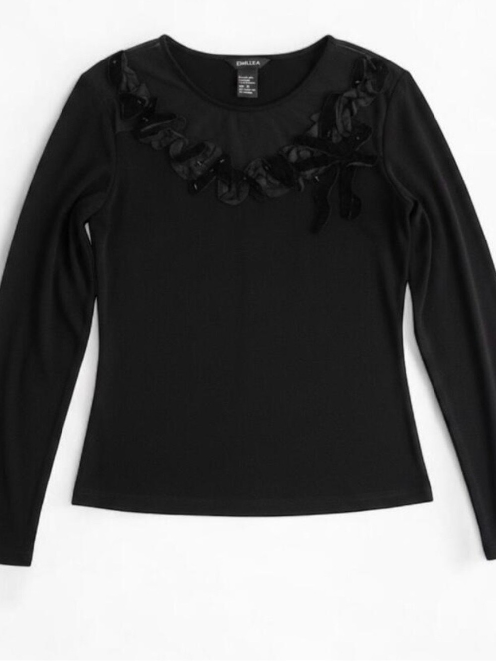 Beliza Black Beaded Velvet Blouse Top Womens Medium